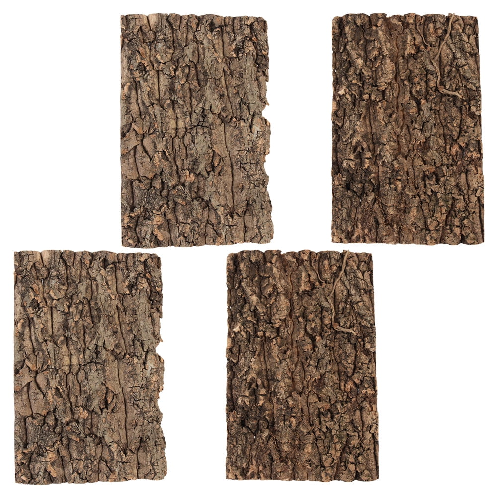 Luxshiny 4-Piece Reptile Terrarium Bark Decor Set in Coffee Color, Natural Tree Bark Background for Aquarium and Decorations