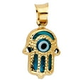 thumbnail image 2 of 14K Yellow Gold Evil Eye Hamsa Charm Pendant with 0.8mm Box Chain Necklace - 22", 2 of 5