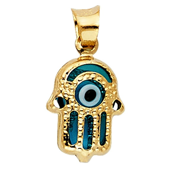 Ioka-14K Yellow Gold Evil Eye Hamsa Charm Pendant For Necklace or Chain