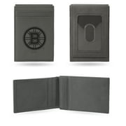 Rico Industries Hockey Boston Bruins Gray Laser Engraved Front Pocket Wallet - Compact/Comfortable/Slim