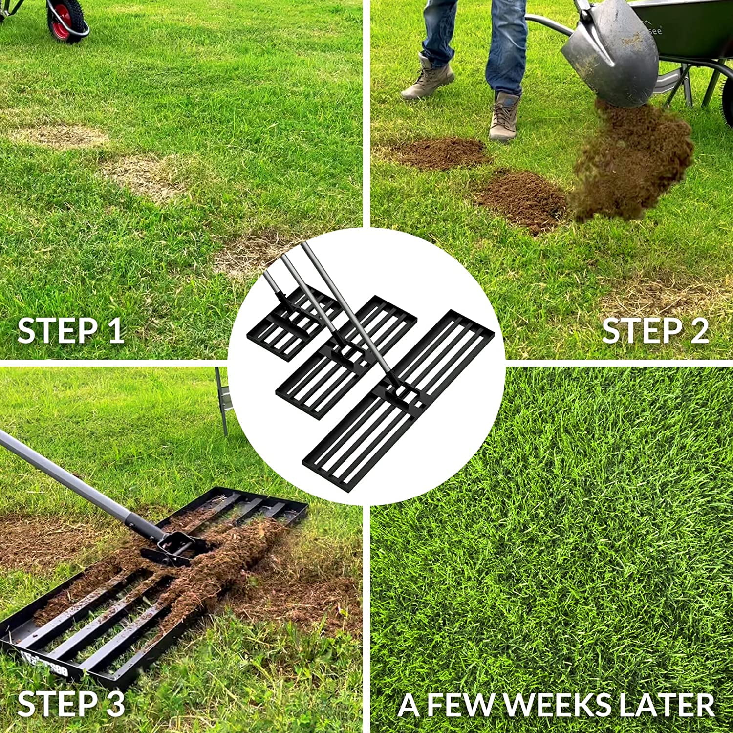 Lawn Leveling Rake, 7FT 30"x10" Levelawn Tool