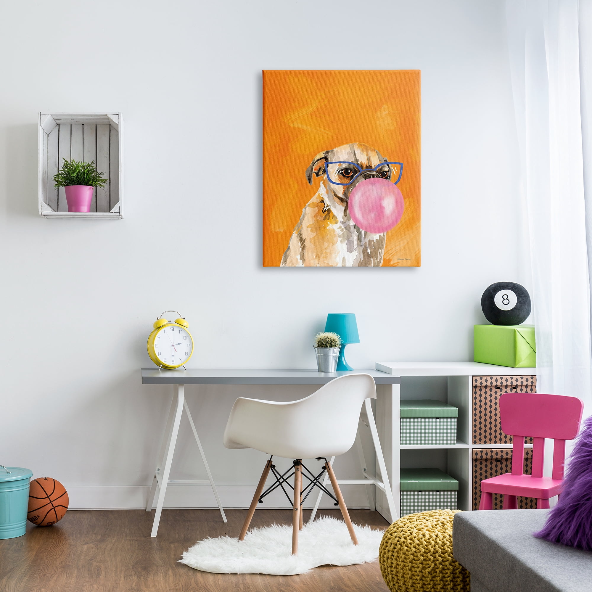 Stupell Industries Orange Dog with Bubblegum Animals & Insects Painting Gallery Wrapped Canvas Print Wall Art, 30 x 40