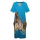 thumbnail image 3 of Vestido de león y pez flotando sobre fondo azul para mujer, holgado, con bolsillo, para fiesta y graduación., 3 of 6