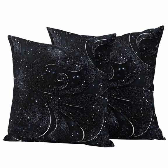 Black Outdoor Waterproof Pillow Covers, Modern Abstract Dot Starry Night Aesthetics Decorative Square Throw Pillowcase Sofa Cushion Sham for Patio/Couch/Chair, 24"x24" 2 Pack