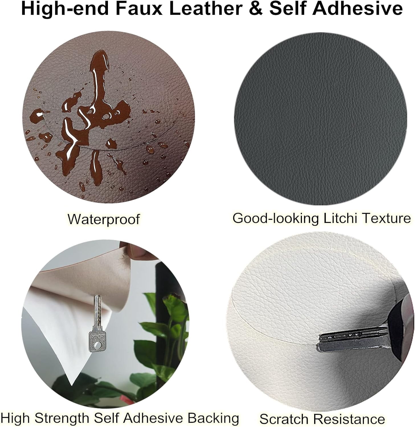 Large Leather Repair Patch 17x60 Inch, Furniture Leather Seat Repair Sticker, Leather Repair Tape, Self Adhesive Waterproof Patch Kit for Car Seat,Couch,Boat Seat,Chair (Beige White)