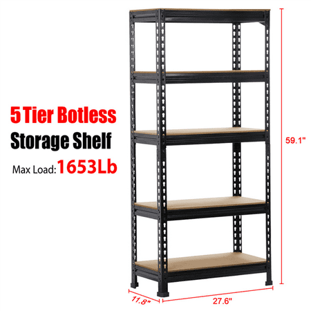 5 Tier Storage Rack Heavy Duty Shelf Steel Shelving Unit 27 6 X 11 8 59 1 W D H