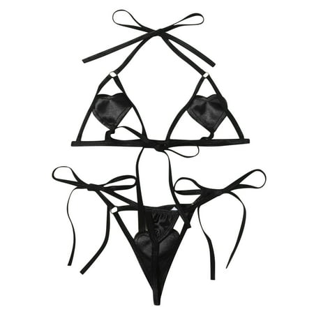 

Roliyen Lingerie For Women Hollow Set Cut Out Heart Two Piece Bra And Panty Set Nightgowns For Women