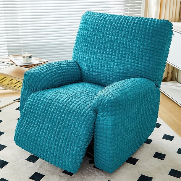 Nvzi Funda de sofá Fundas de sofá 1 plaza Funda de sillón reclinable azul verde para sofá de sala de estar Fácil ajuste Lavable Muebles Protector de sofá