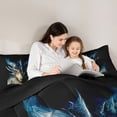 thumbnail image 5 of Homewish Fantasy Theme Full Size Comforter Sets,Cartoon Dragon Bedding Comforter Set,Black Blue Bedding Sets For Teens,Ultra Soft Home Decor Reversible,3pcs, 5 of 8