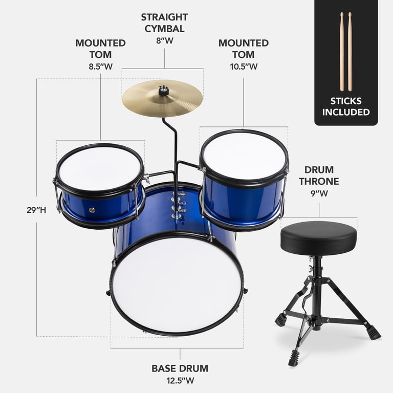 Best Choice Products 3-Piece Kids Drum Set, Blue photo 2