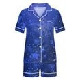 thumbnail image 4 of Blusas para Mujeres Casual Cuello en V Impresión de Manga Corta Blusa Y Pantalones Cortos Dos Piezas Pantalones Conjunto, 4 of 4