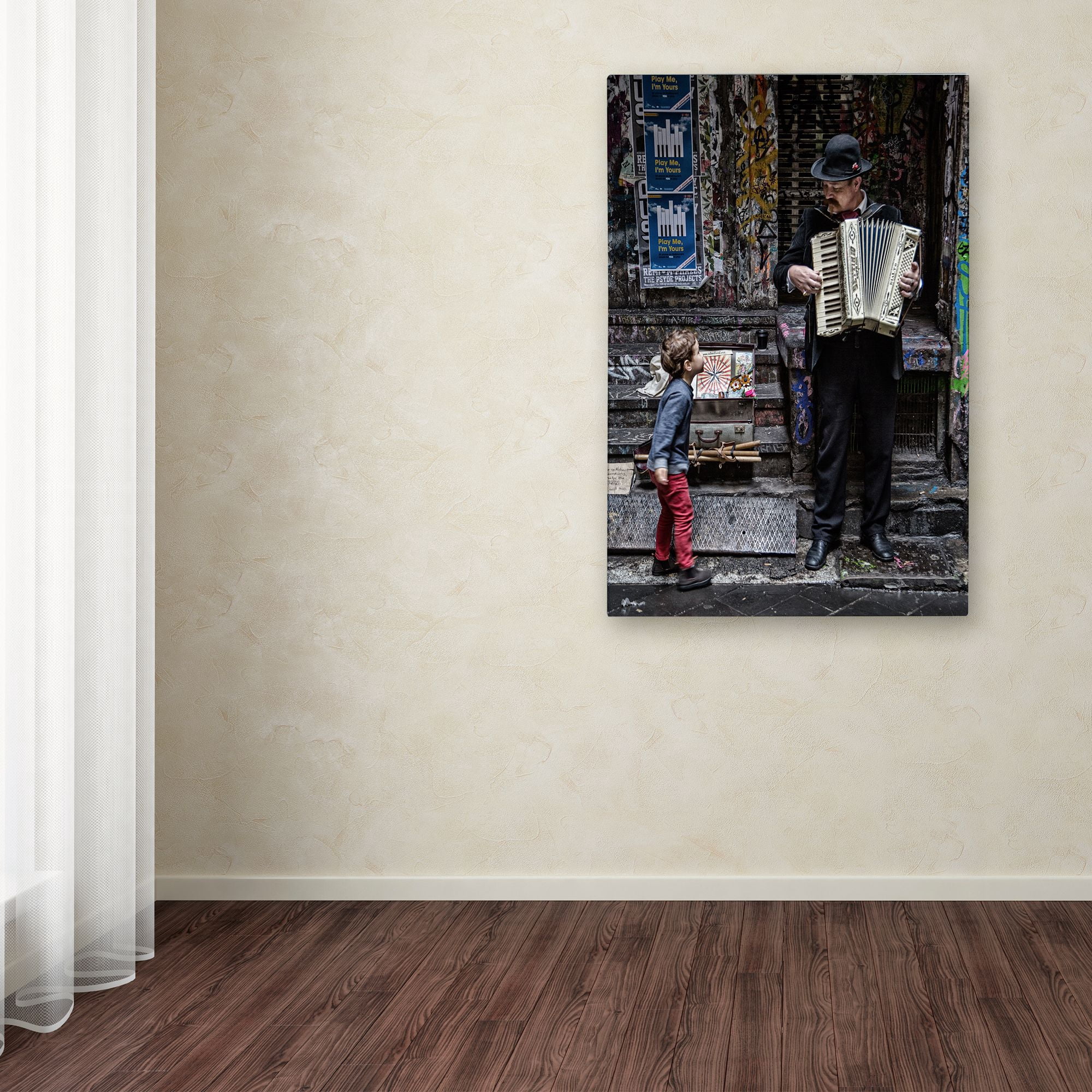 Vince Russell 'The Busker And The Boy' Canvas Art