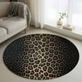 thumbnail image 2 of Round Rugs 3 Ft, Leopard Print Non Slip Area Rugs for Kitchen Bedroom Entryway, Chic Abstract Black Brown Animals Texture Washable Carpet Runner Rug Floor Mats for Bedroom Home Decor, 2 of 9