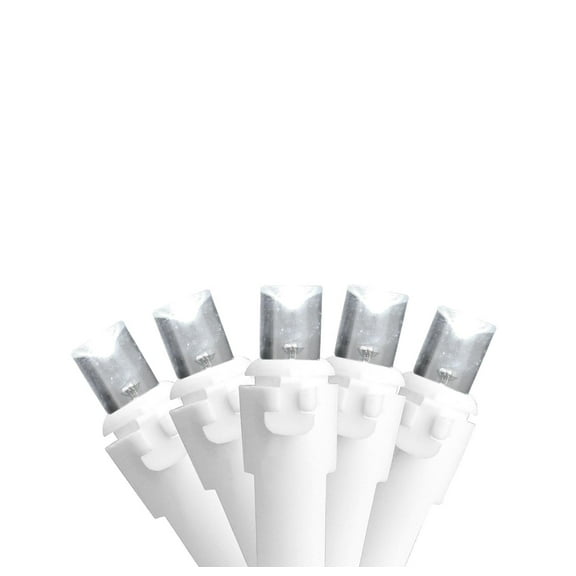 White LED Wide Angle Christmas Lights - White Wire