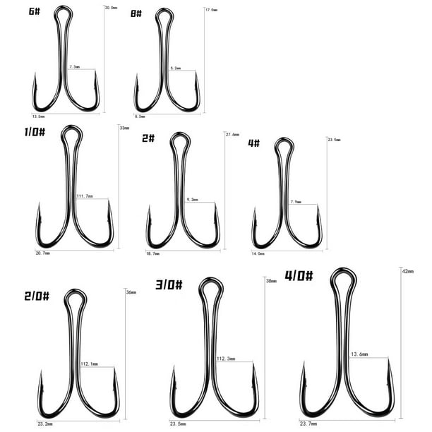 50pcs Classic Double Fishing Hooks With Barbs High Carbon Steel Fishhooks  For Saltwater Freshwater 