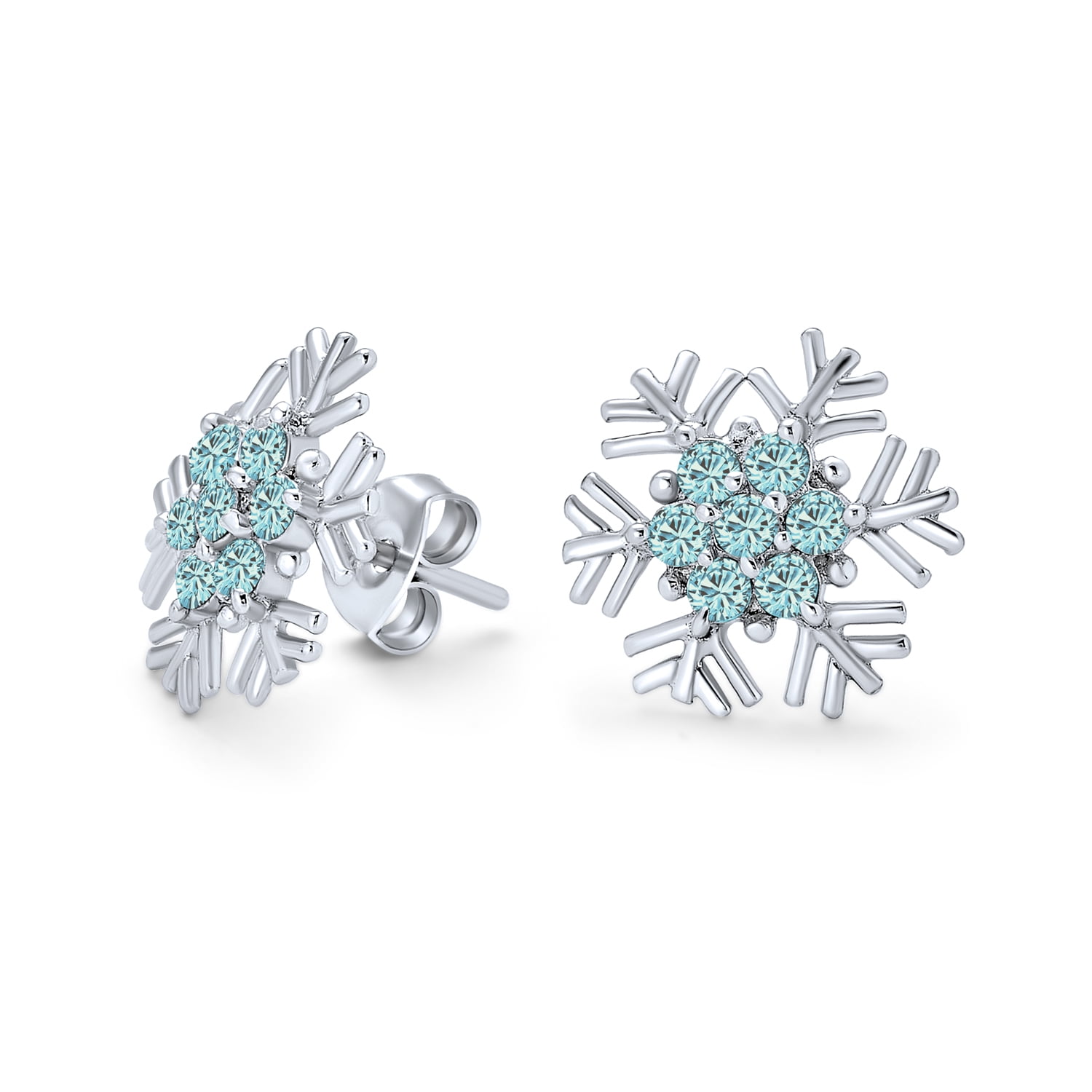 Icy Blue Snowflake Earrings-aqua glass-14k gold filled or sterling silver hooks 
