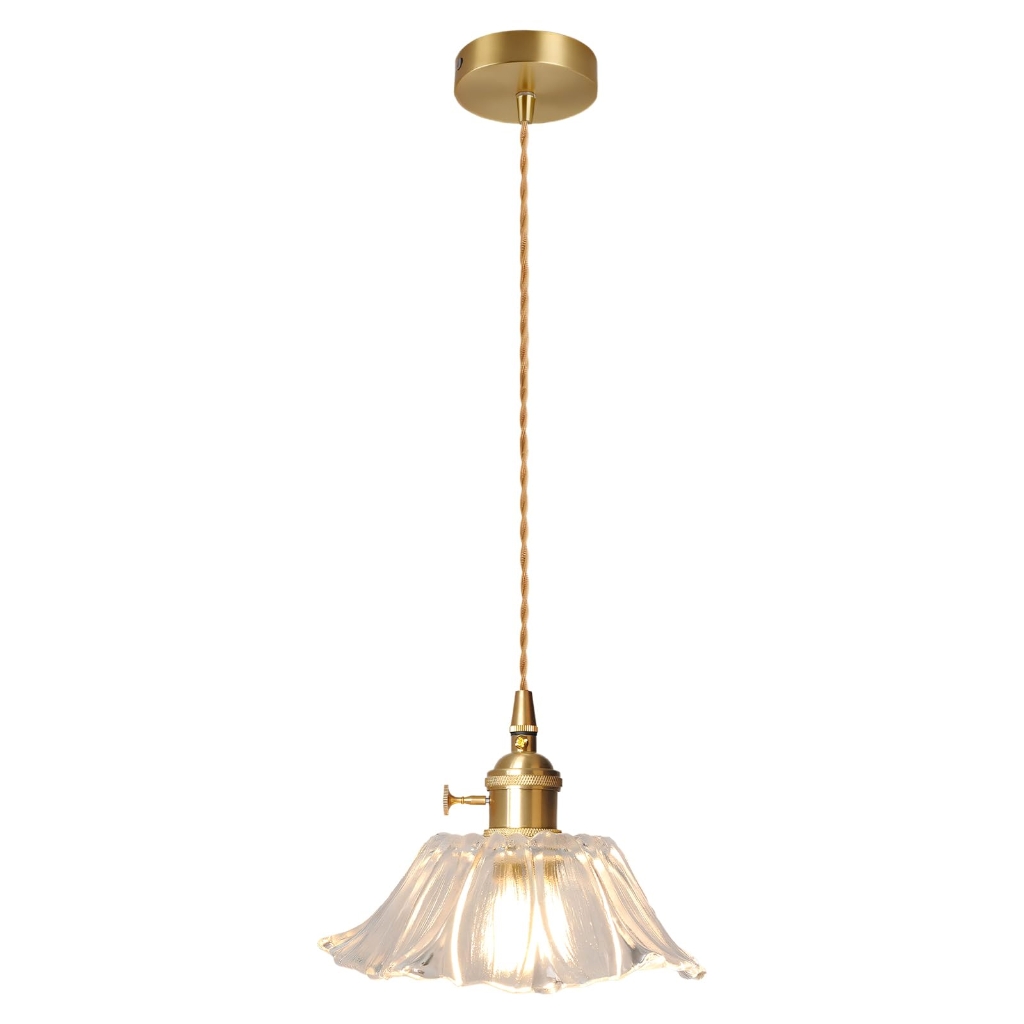 Sinyiin Decorative Flower Glass Chandelier Hanging Lamp Ceiling Light for Restaurant Kitchen Bedside Easy to Installation