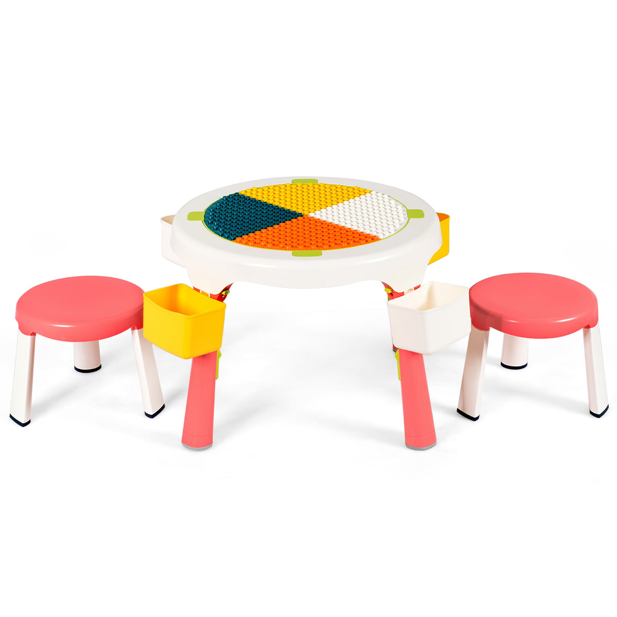 Kids Table & Chairs 2 in 1 w/storage Set Compatible Leg & Dupl Building Bricks 