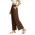 thumbnail image 7 of Lenpel Casual Pants for Women Elastic High Waisted Pull on Pleated Wide Leg Pants Baggy Casual Trousers with Pockets, 7 of 7
