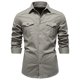 thumbnail image 1 of pstuiky camisas de manga larga para hombre, Blusa informal de manga larga con botones y parches lisos para hombre Tops de hombre xxl, 1 of 4