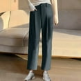 thumbnail image 4 of aidice Pants for Women Summer Cropped Office Button Zip Elastic Waisted Workwear Pants with Pockets, 4 of 7