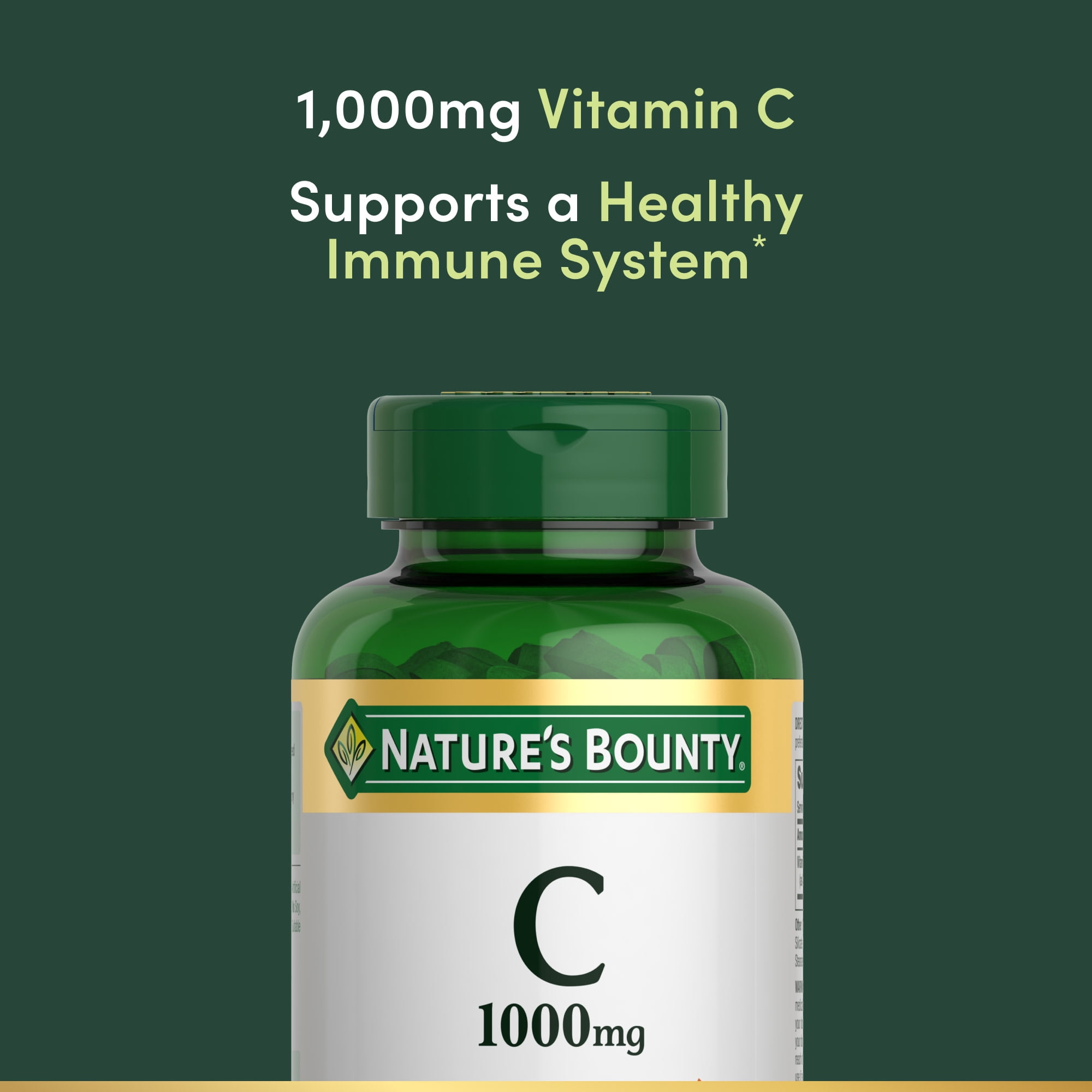 Nature's Bounty Vitamin C 1000mg Caplets, Immune Support Antioxidant Health Supplement, Non-GMO, Gluten-Free, 100 Count
