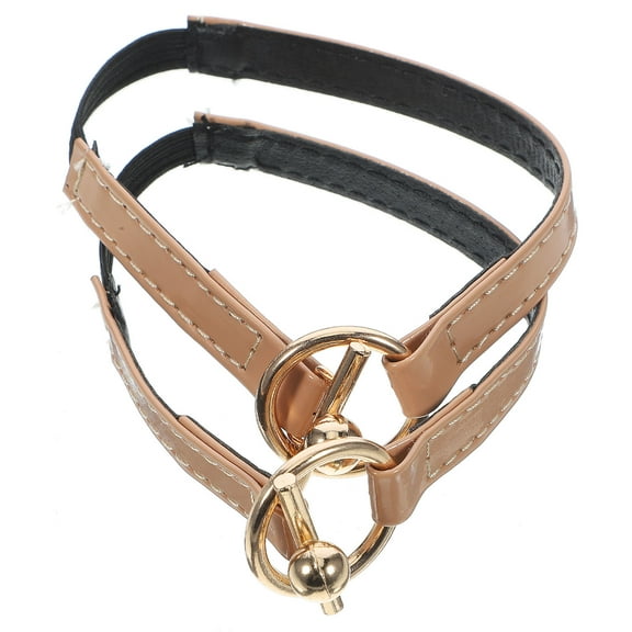 ETHZZLE 1 Pair Khaki Pu Alloy Elastic Band Shoe Straps for Heels Prevent Shoes from Falling High Heel Compatible