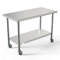 KoolMore 24" x 48" 18-Gauge 304 Stainless Steel Commercial Work Table with Casters