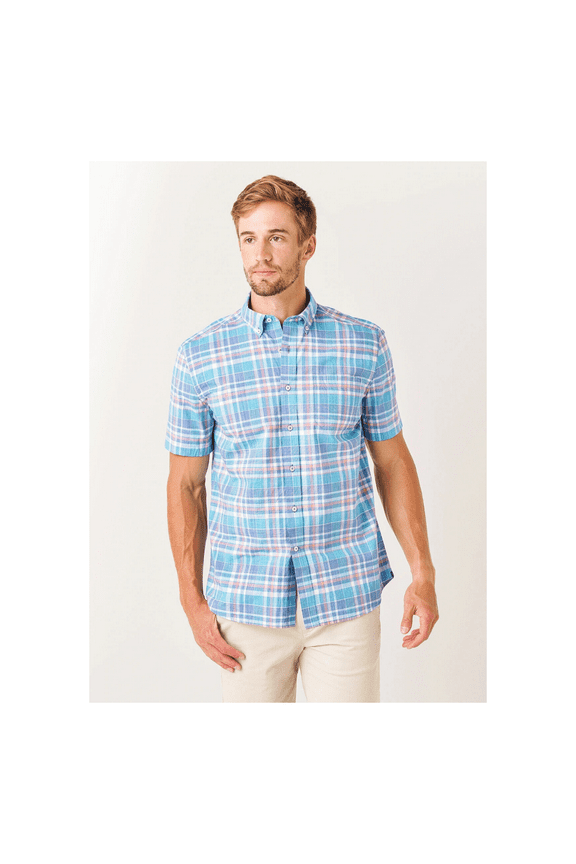 Men's Spacedye Madras Short-Sleeve Sport Shirt MULTI S