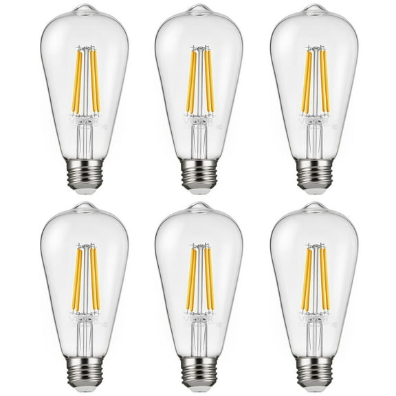 6 Pack Edison Bulbs LED ST19 7W Dimmable 800 Lumens 2700K E26 Antique