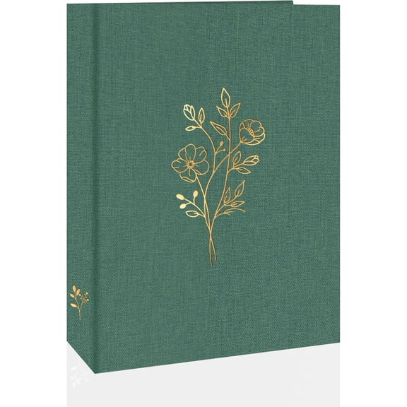 5x7 Photo Album 100 Photos Pockets Picture Album Linen Fabric Cover Big Book for Photos with Writing Area Family Weddings Travel Memories(Dark Green)