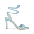 thumbnail image 3 of BLISSFUL STEP Women's Lace up Stiletto High Heels Sandals Sky Blue 10, 3 of 7