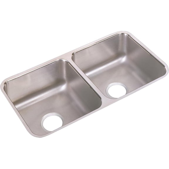 Elkay Lustertone Classic Stainless Steel 31-3/4" x 16-1/2" x 7-1/2", Equal Double Bowl Undermount Sink