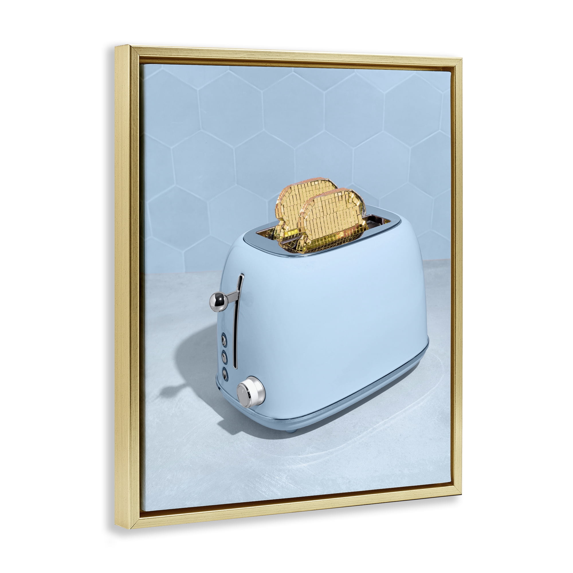 Stupell Industries Golden Disco Toaster Over Gold Framed Floater Canvas Wall Art, design by LISH Creative