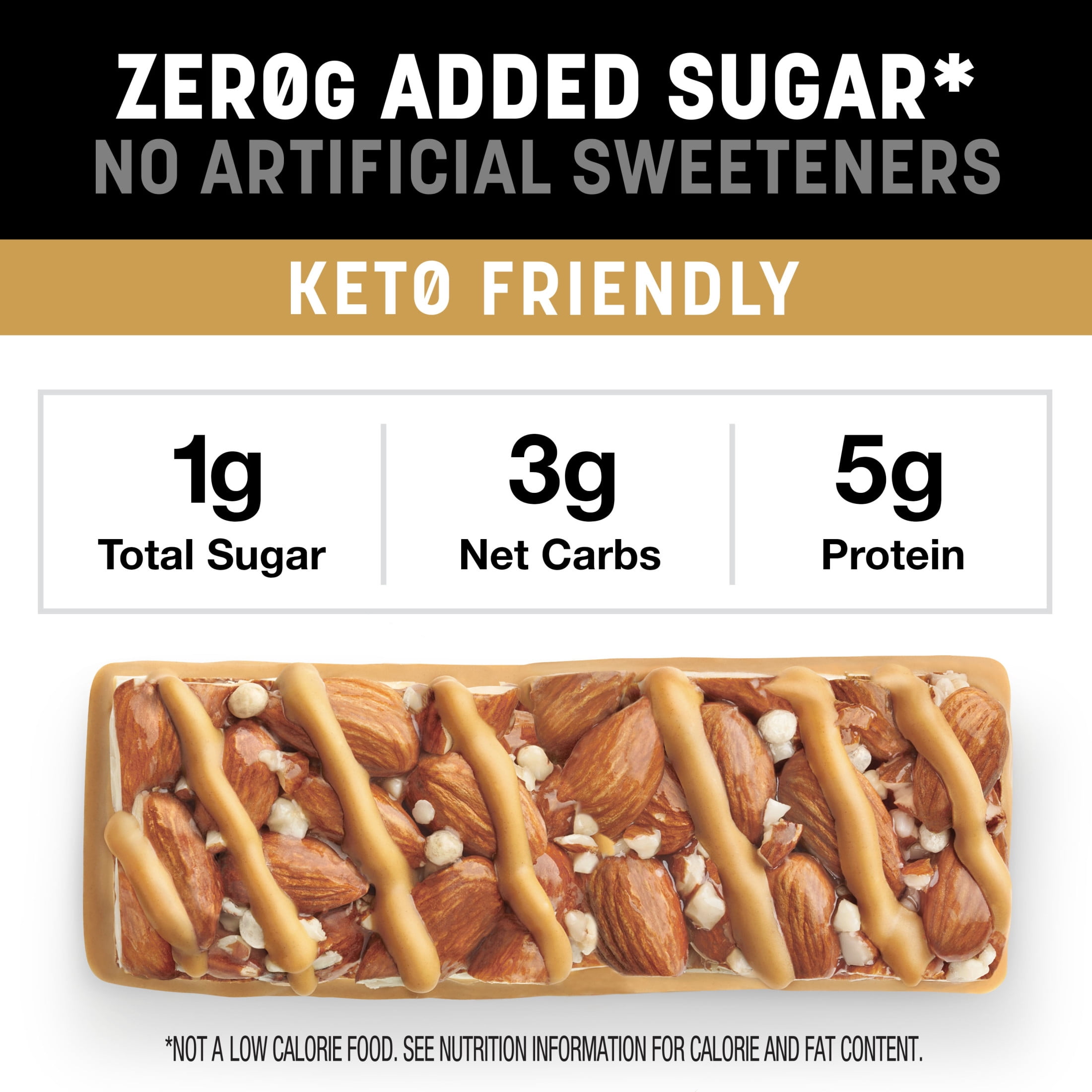(6 pack) KIND Keto Snack ZEROg Added Sugar Caramel Almond Sea Salt Bars Box 6.2oz