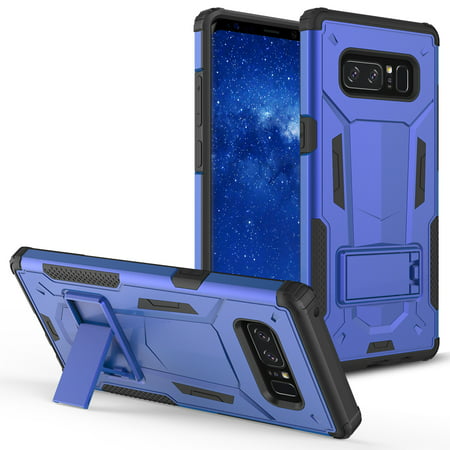 Samsung Galaxy Note 8 Case, ZV [Hybrid Dual Layered] Case with [Built in Kickstand] Slim and Shockproof [UV Coated] Metallic