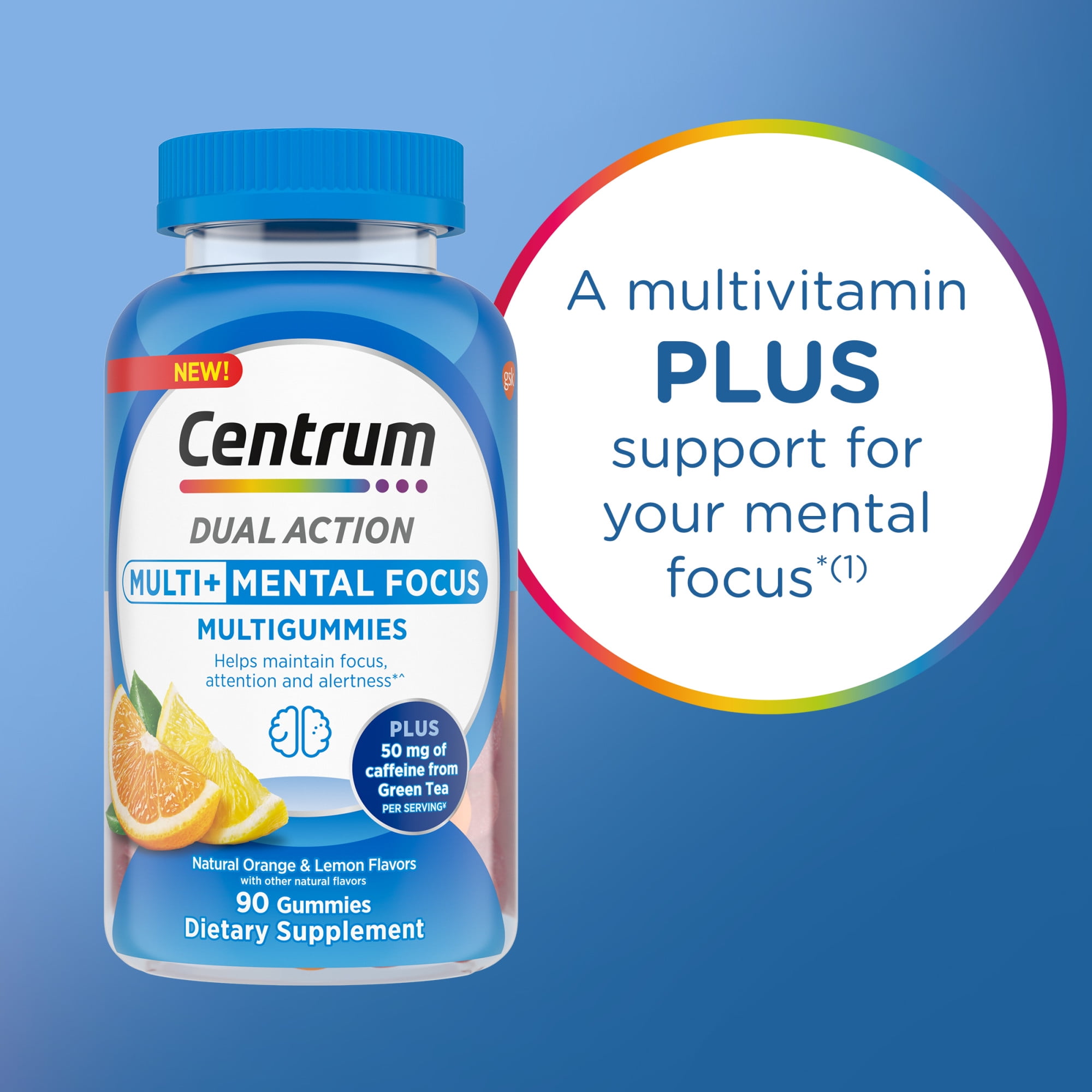 Centrum Multigummies Multi+ Dual Action Gummy Vitamins for Mental Focus , 90 Count