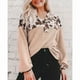 thumbnail image 5 of Leopard Long Sleeve Pullover, Leopard Waffle Knit Skin Friendly Button Front  For Women For Office ANGGREK Caqui XXL, 5 of 7