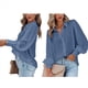 thumbnail image 3 of Blusa de Larga con Botones y Estampado de Farol para Mujer, Estilo Casual, 2025 Azul XXL, 3 of 7