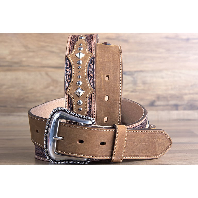 Brighton Brown Leather Woven Basketweave Belt Silver Buckle Men\'s Accessory Brighton Leather Belt Woven Straw Men 36 Women Brown Silver  main image 4