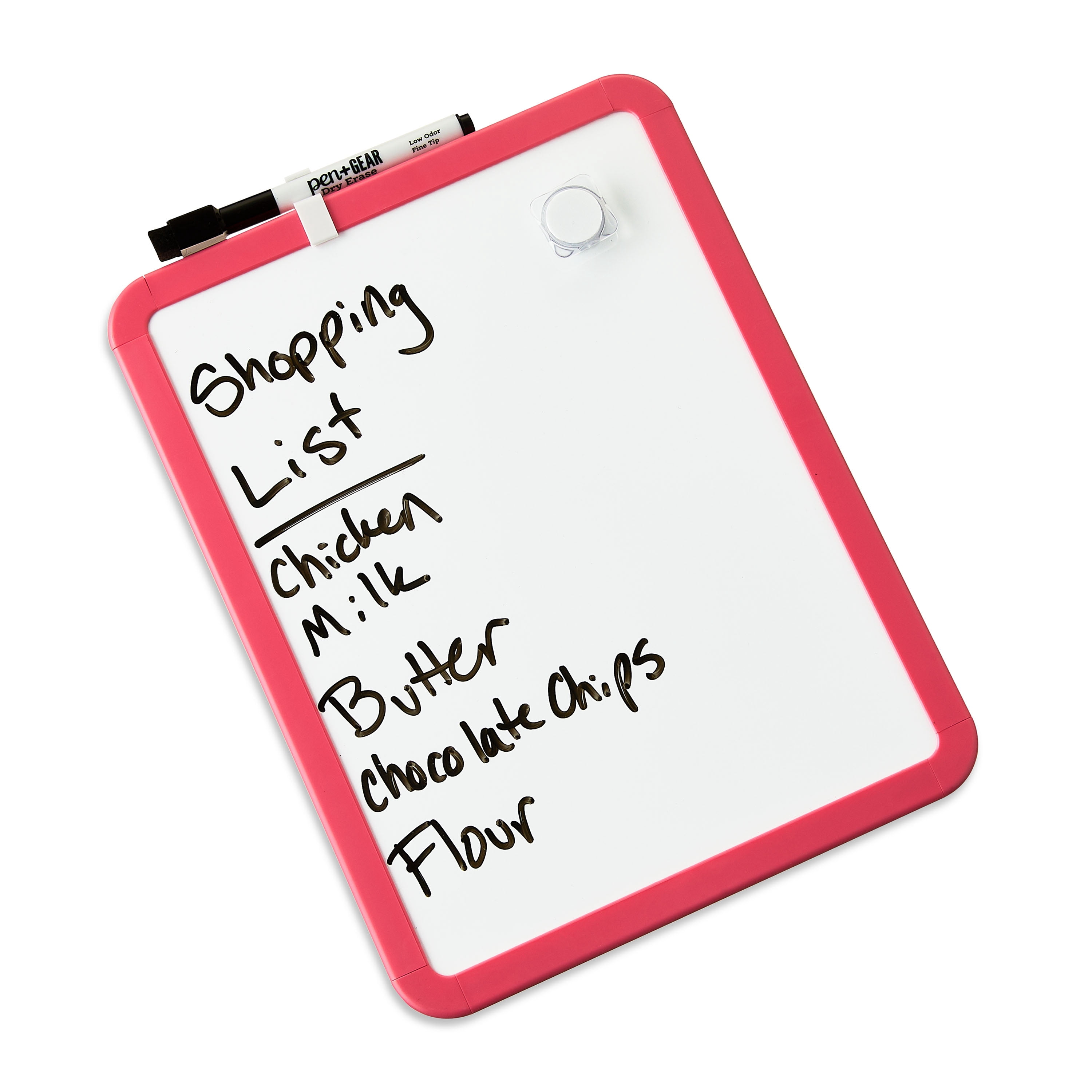 Pen+Gear Magnetic Dry Erase Board with Marker and Magnet, Pink