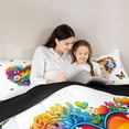 thumbnail image 4 of Manfei Rainbow Love Heart Twin Comforter Sets, Butterfly Groovy Flower Bedding Set, White Blue, Black Reversible, 2 Pieces, 1 Comforter and 1 Pillowcase, 4 of 7