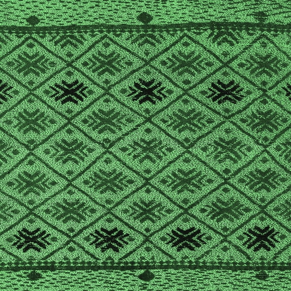 Ahgly Company Indoor Square Abstract Emerald Green Modern Area Rugs, 3' Square