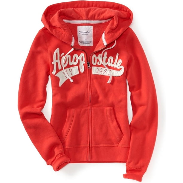 Aeropostale Sudadera con capucha y cremallera completa para mujer, rojo, pequeño Aeropostale Sudadera