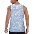 thumbnail image 3 of Easygdp White Bule Glitter Men's Tank Top, Sleeveless Muscle T Shirts, Breathable, Quick-Dry, Loose for Gym, Running, Fitness - Large, 3 of 9