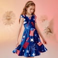 thumbnail image 5 of SGFCWSX Girls Summer Dresses 4th of July American Flag Patriotic Ruffle Sleeve Casual Tiered A-Line Kids Dress Multicolor Size 7-8 Years, 5 of 8