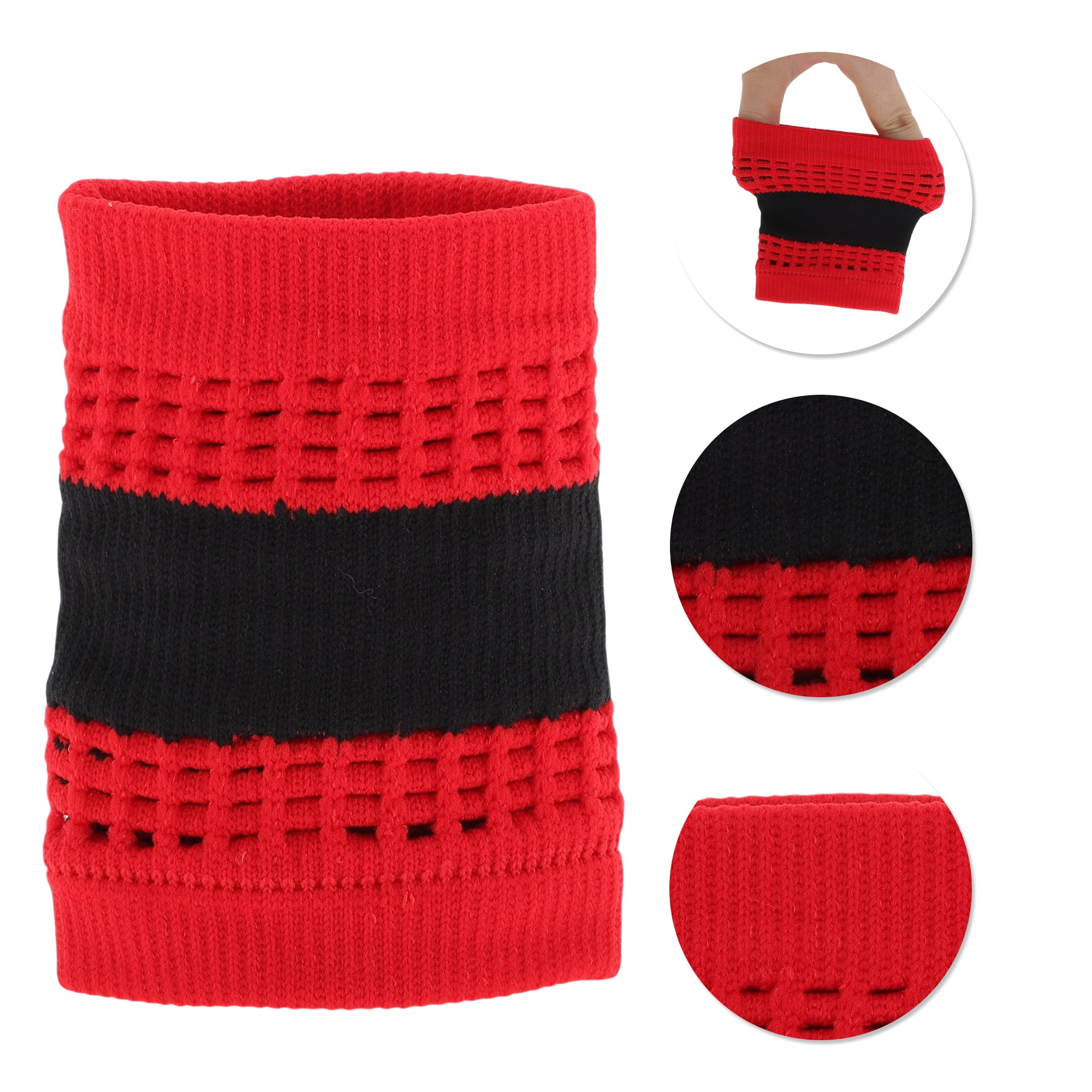 Unique Bargains Durable Perspiration Wicking Wrist Sweatbands 1 Pc Red Black