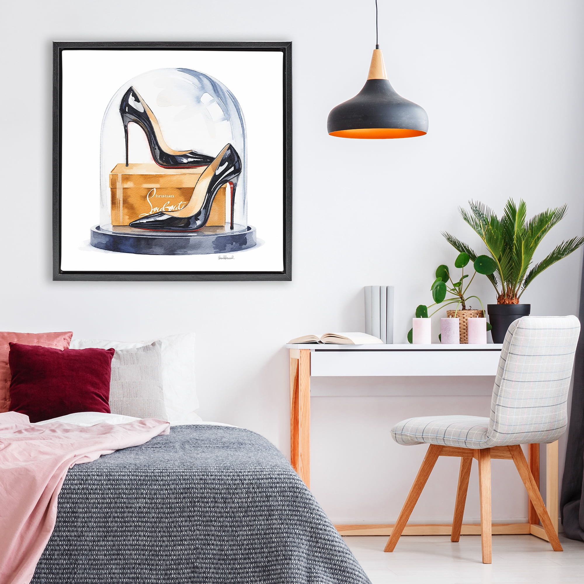 Stupell Industries Black High Heels Dome Black Framed Floater Canvas Wall Art, design by Amanda Greenwood