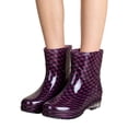 thumbnail image 3 of EKVAHL Women's Waterproof Rubber Rain Boots Non‑Slip Ankle Booties Polka Dot Printed Pull‑On Short Boots for Farming Boating Outdoor Rainy Day Purple, 3 of 6
