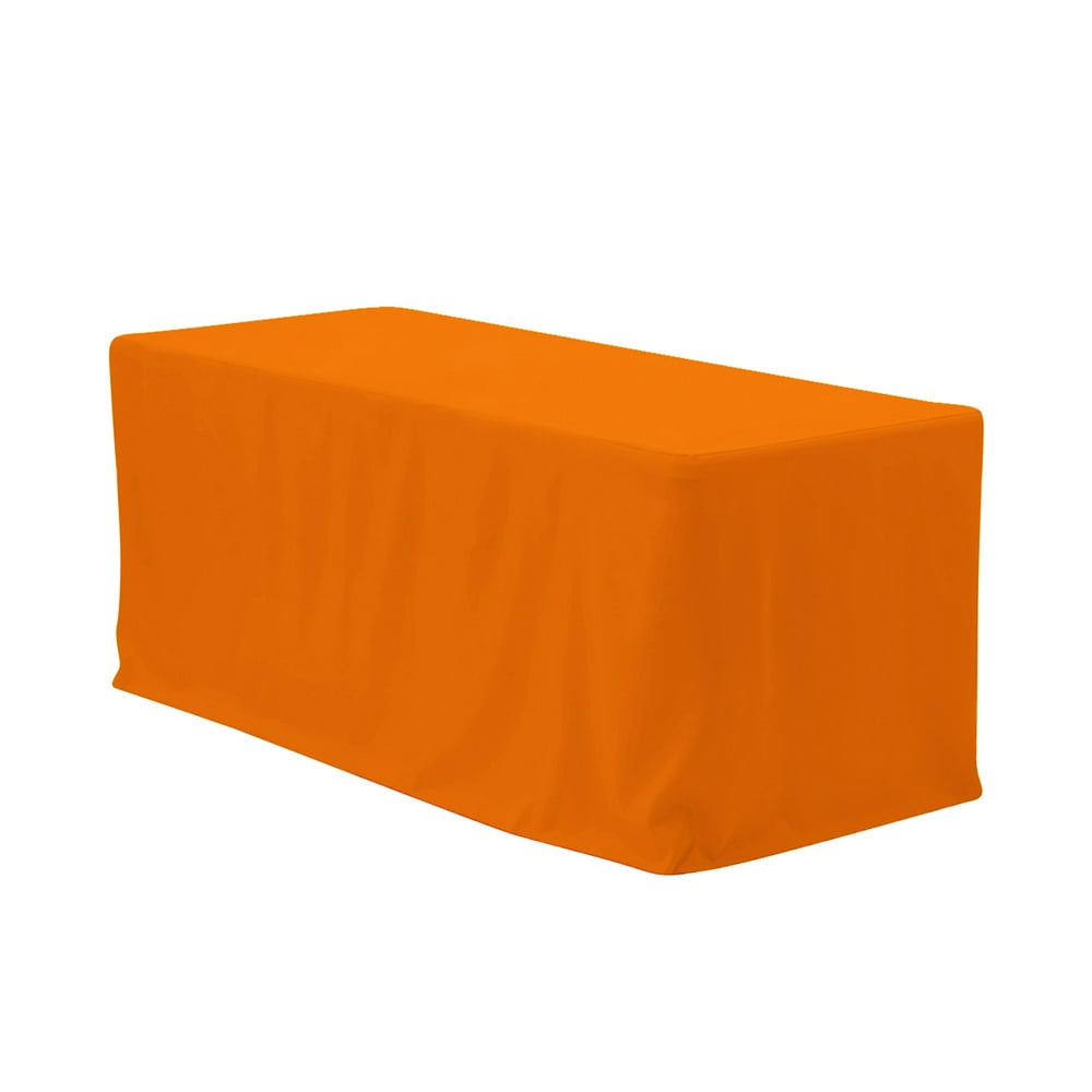6 ft Fitted Polyester Tablecloth Rectangular Orange
